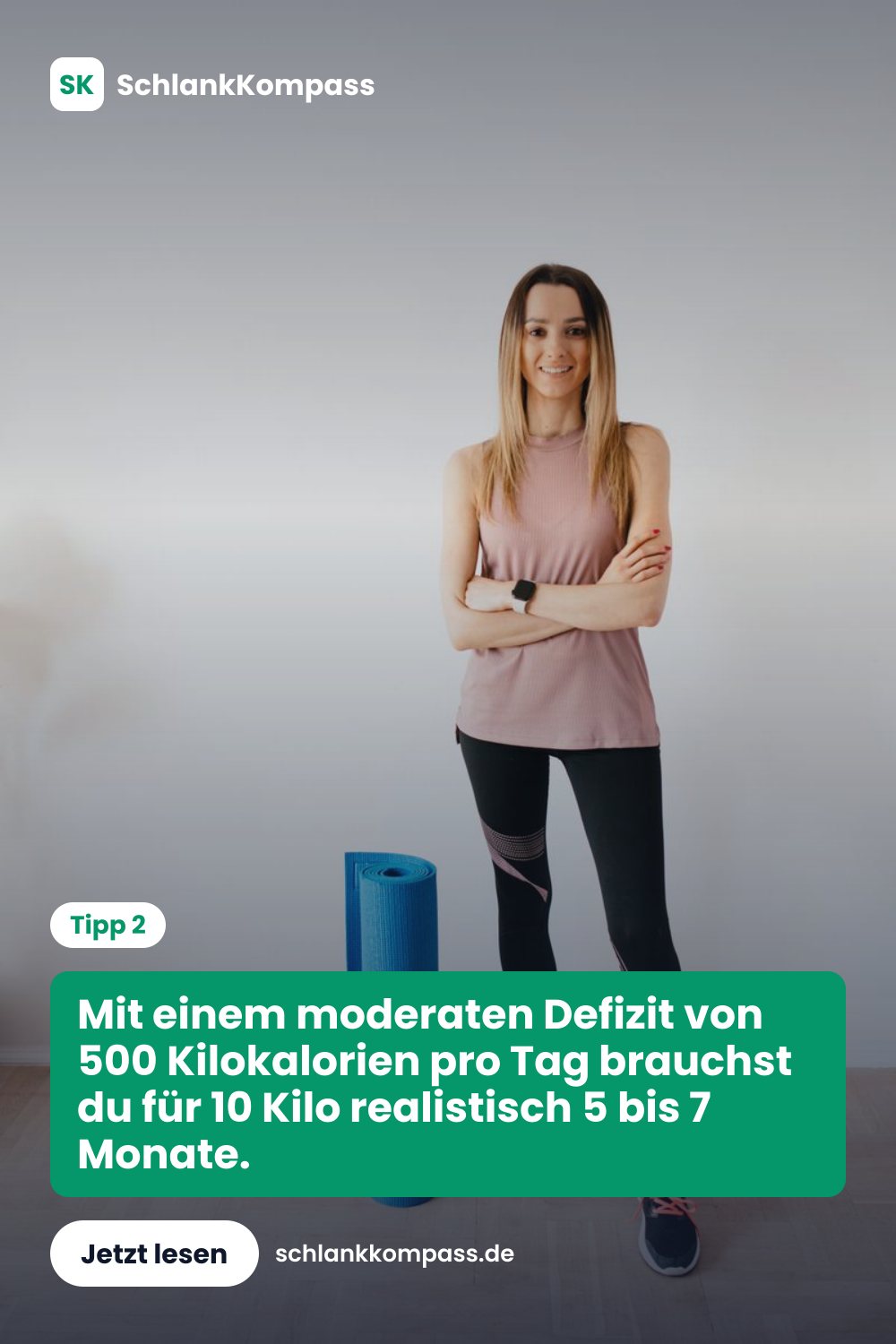 Mit einem moderaten Defizit von 500 Kilokalorien pro Tag brauchst du für 10 Kilo realistisch 5 bis 7 Monate.