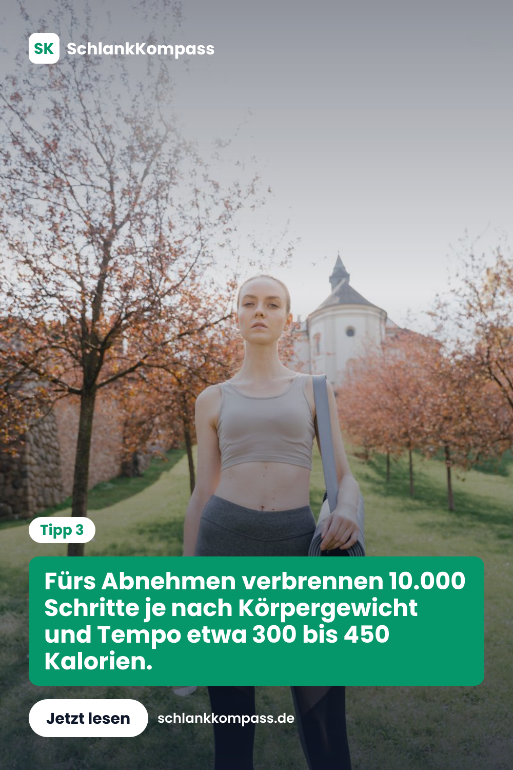 Fürs Abnehmen verbrennen 10.000 Schritte je nach Körpergewicht und Tempo etwa 300 bis 450 Kalorien.