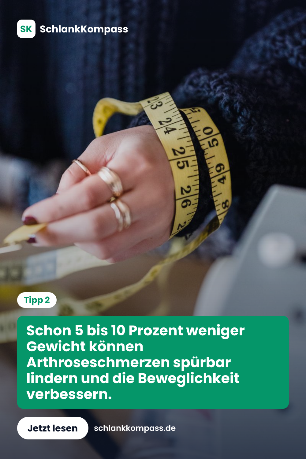 Schon 5 bis 10 Prozent weniger Gewicht können Arthroseschmerzen spürbar lindern und die Beweglichkeit verbessern.