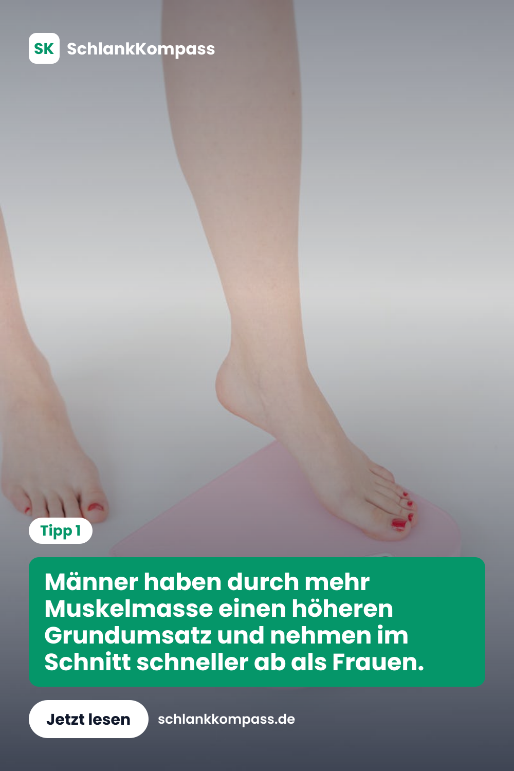 Männer haben durch mehr Muskelmasse einen höheren Grundumsatz und nehmen im Schnitt schneller ab als Frauen.