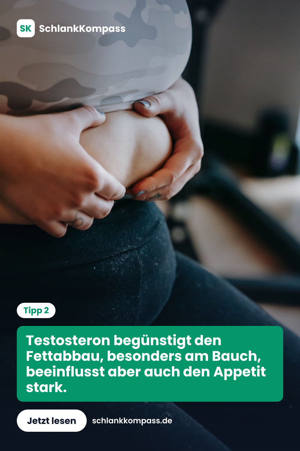 Testosteron begünstigt den Fettabbau, besonders am Bauch, beeinflusst aber auch den Appetit stark.