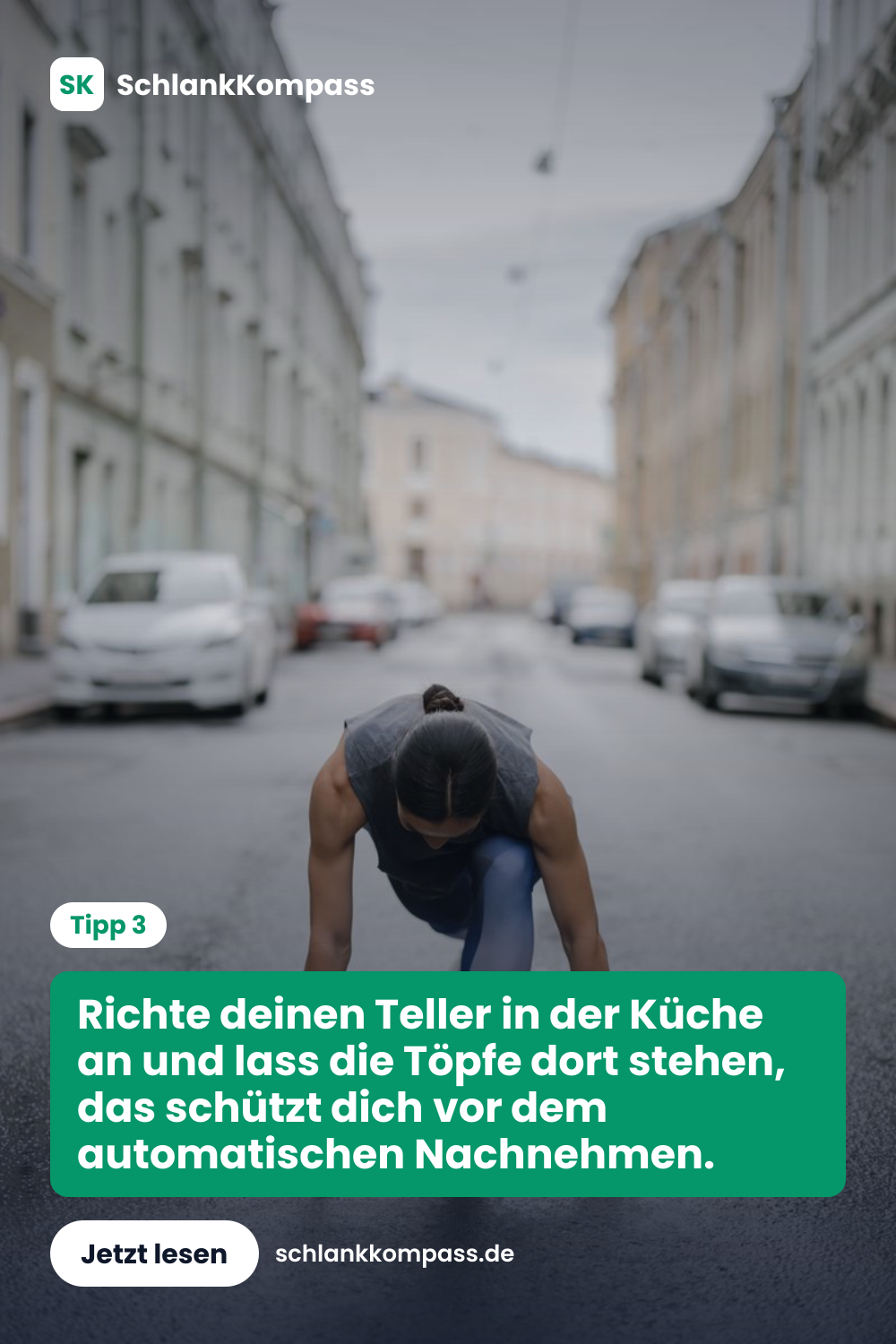 Richte deinen Teller in der Küche an und lass die Töpfe dort stehen, das schützt dich vor dem automatischen Nachnehmen.