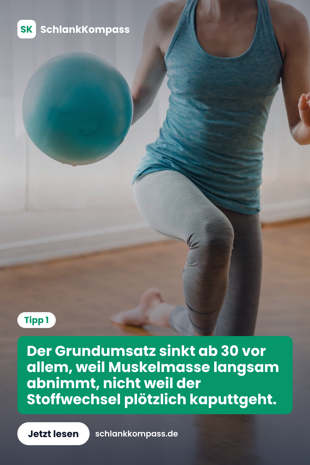 Der Grundumsatz sinkt ab 30 vor allem, weil Muskelmasse langsam abnimmt, nicht weil der Stoffwechsel plötzlich kaputtgeht.