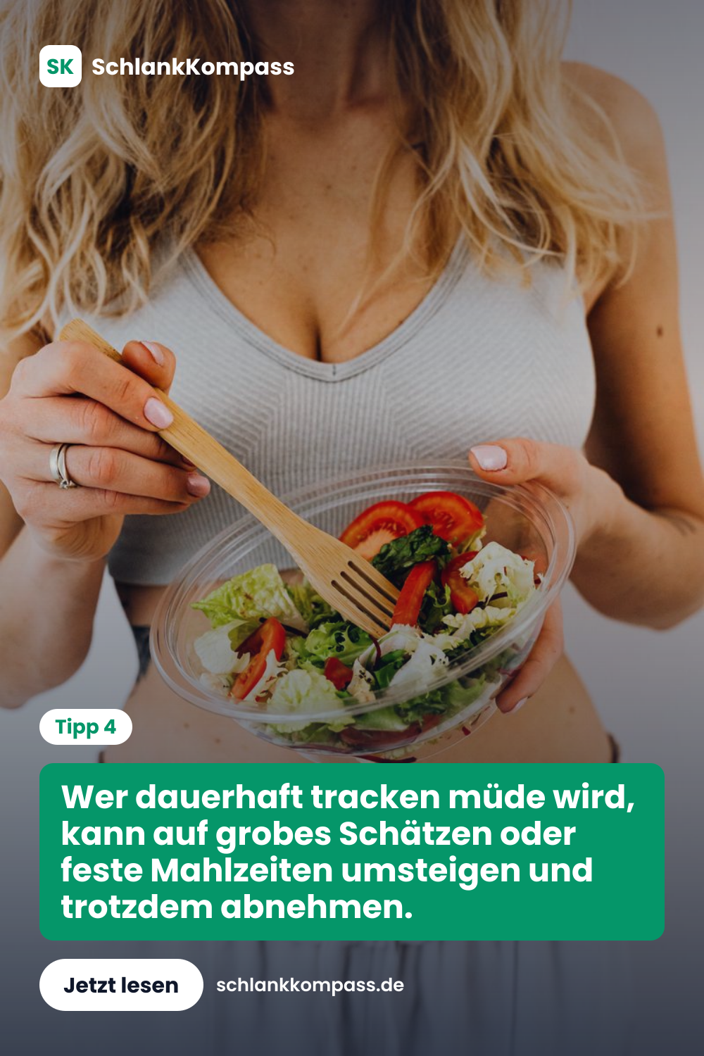 Wer dauerhaft tracken müde wird, kann auf grobes Schätzen oder feste Mahlzeiten umsteigen und trotzdem abnehmen.