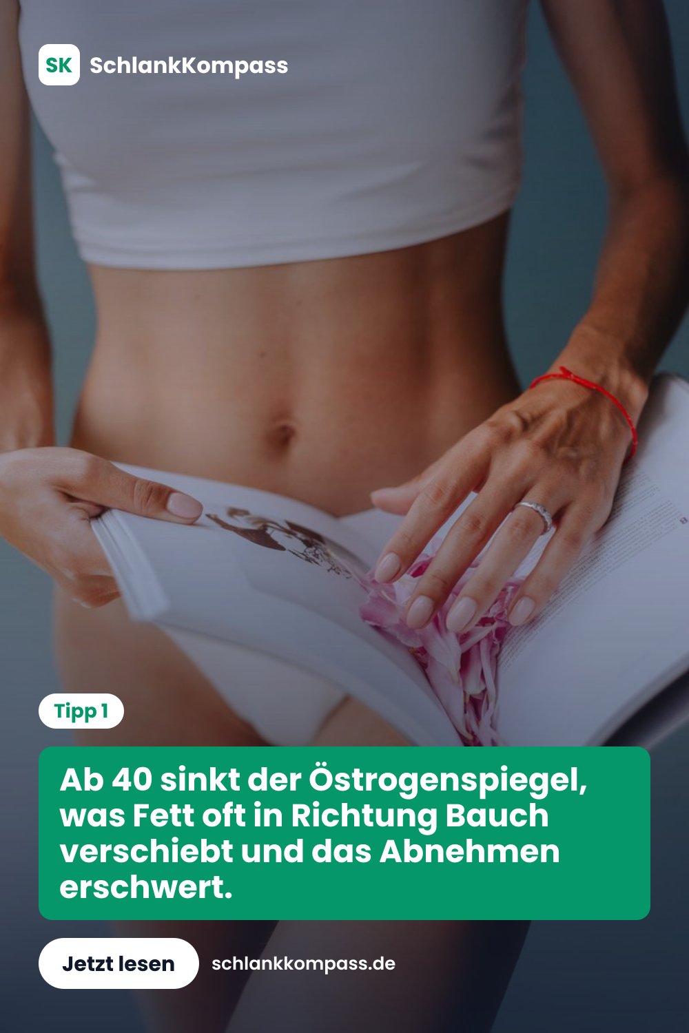 Ab 40 sinkt der Östrogenspiegel, was Fett oft in Richtung Bauch verschiebt und das Abnehmen erschwert.