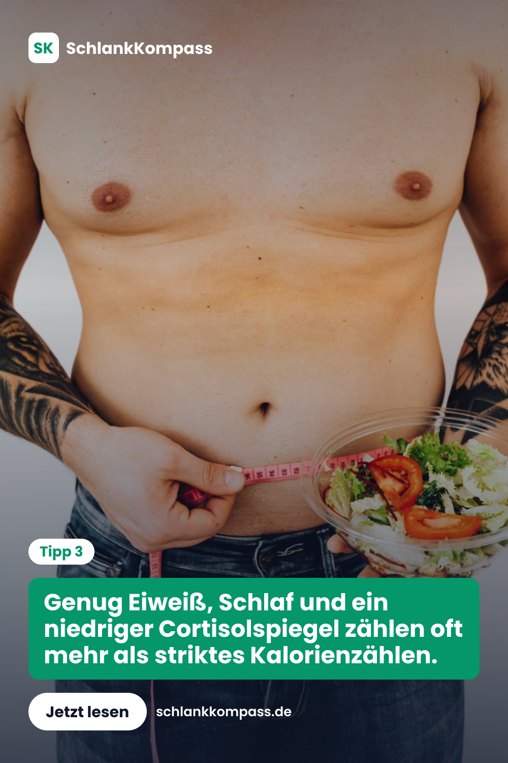 Genug Eiweiß, Schlaf und ein niedriger Cortisolspiegel zählen oft mehr als striktes Kalorienzählen.