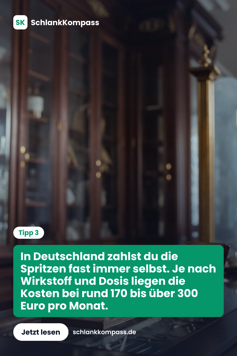 In Deutschland zahlst du die Spritzen fast immer selbst. Je nach Wirkstoff und Dosis liegen die Kosten bei rund 170 bis über 300 Euro pro Monat.