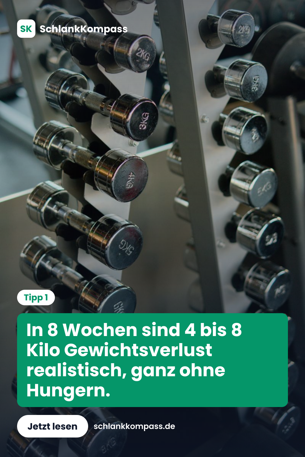 In 8 Wochen sind 4 bis 8 Kilo Gewichtsverlust realistisch, ganz ohne Hungern.