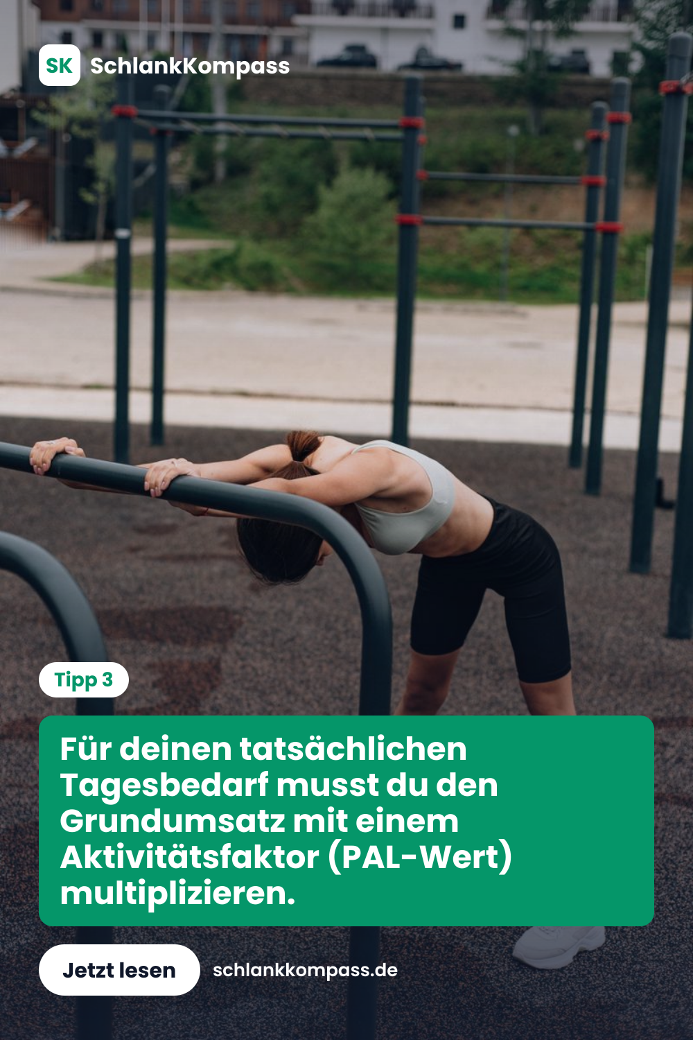 Für deinen tatsächlichen Tagesbedarf musst du den Grundumsatz mit einem Aktivitätsfaktor (PAL-Wert) multiplizieren.