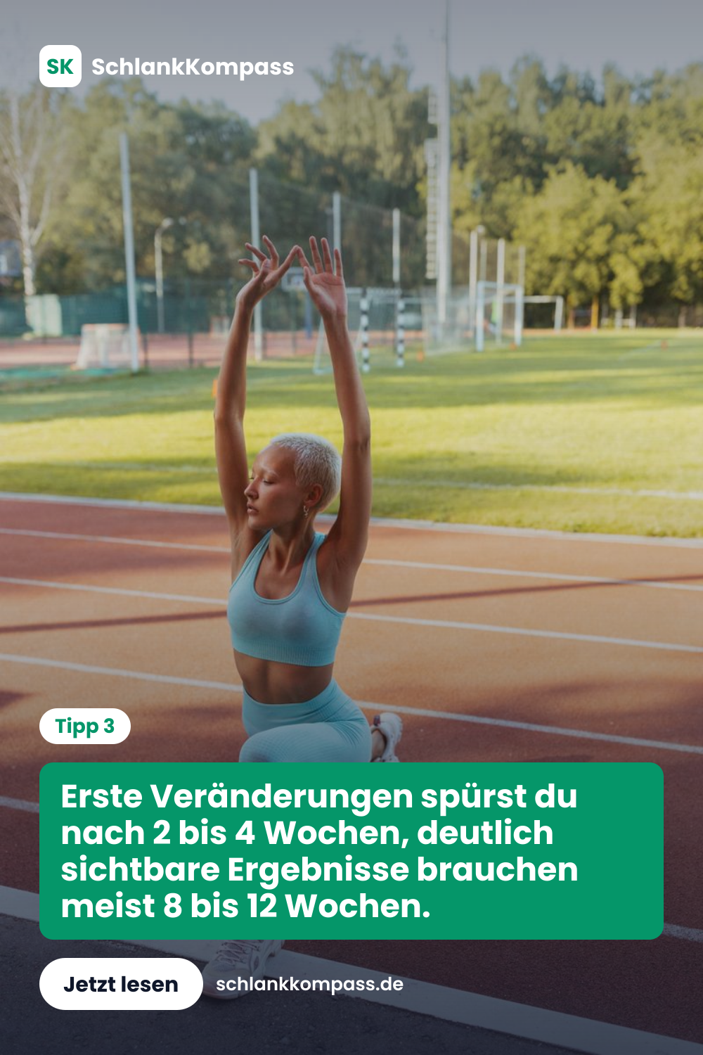 Erste Veränderungen spürst du nach 2 bis 4 Wochen, deutlich sichtbare Ergebnisse brauchen meist 8 bis 12 Wochen.