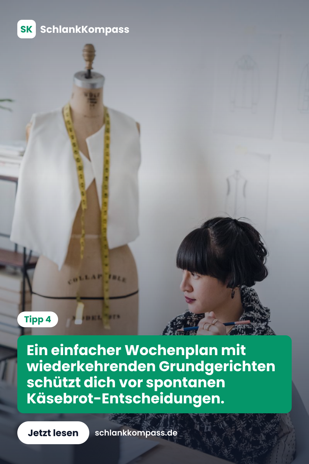 Ein einfacher Wochenplan mit wiederkehrenden Grundgerichten schützt dich vor spontanen Käsebrot-Entscheidungen.