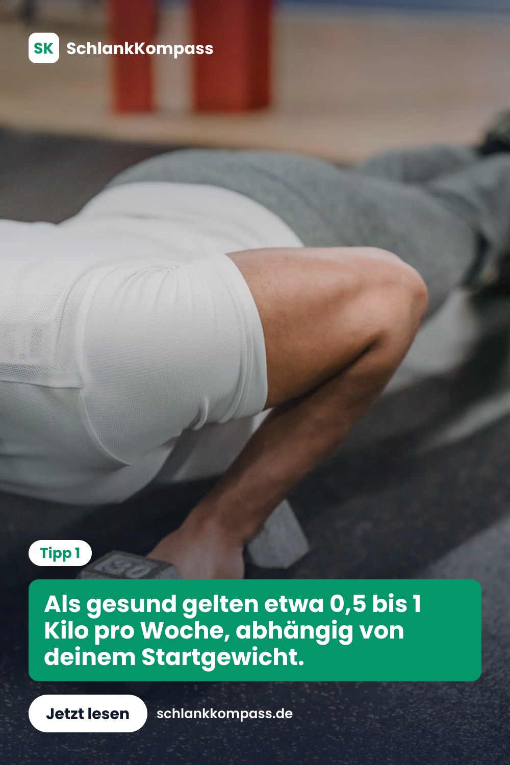 Als gesund gelten etwa 0,5 bis 1 Kilo pro Woche, abhängig von deinem Startgewicht.