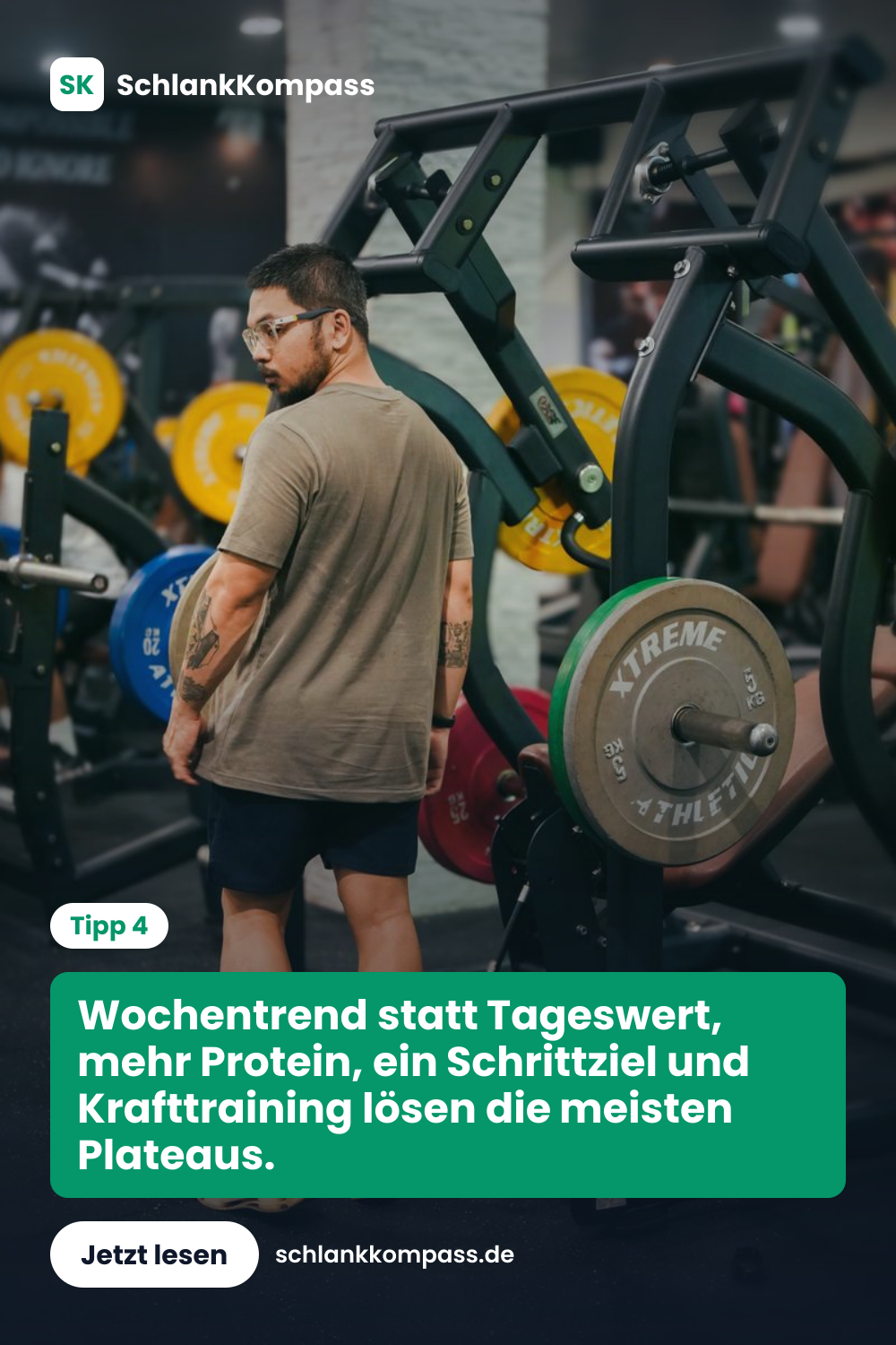 Wochentrend statt Tageswert, mehr Protein, ein Schrittziel und Krafttraining lösen die meisten Plateaus.