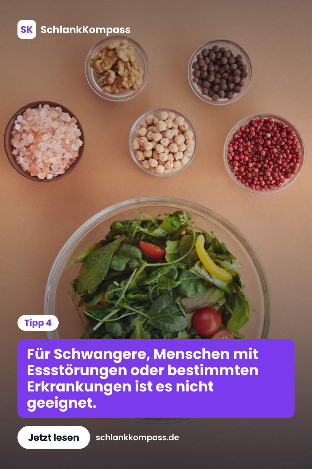 Für Schwangere, Menschen mit Essstörungen oder bestimmten Erkrankungen ist es nicht geeignet.