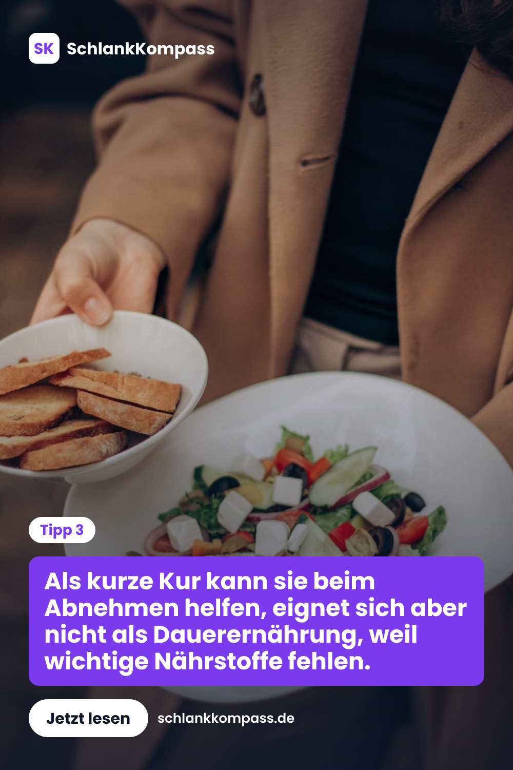 Als kurze Kur kann sie beim Abnehmen helfen, eignet sich aber nicht als Dauerernährung, weil wichtige Nährstoffe fehlen.
