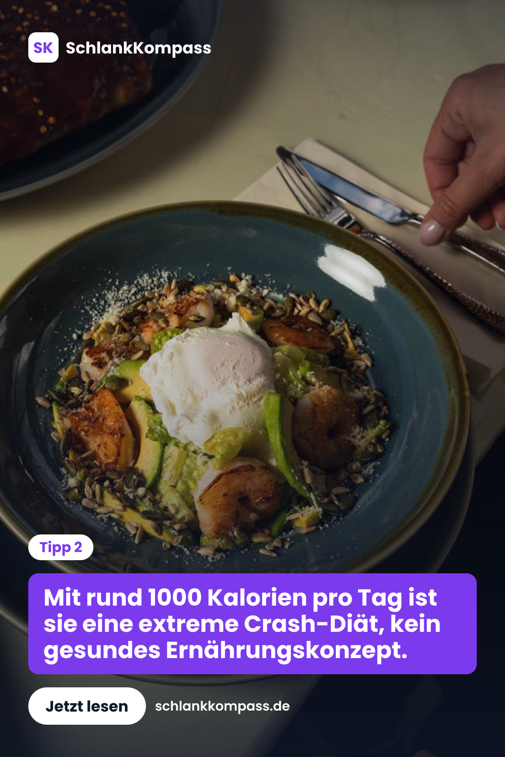 Mit rund 1000 Kalorien pro Tag ist sie eine extreme Crash-Diät, kein gesundes Ernährungskonzept.