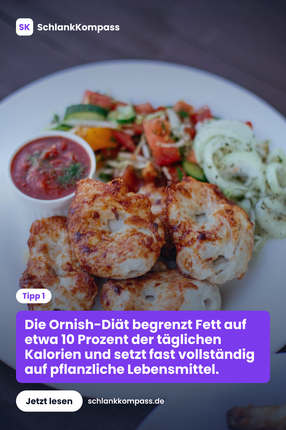 Die Ornish-Diät begrenzt Fett auf etwa 10 Prozent der täglichen Kalorien und setzt fast vollständig auf pflanzliche Lebensmittel.