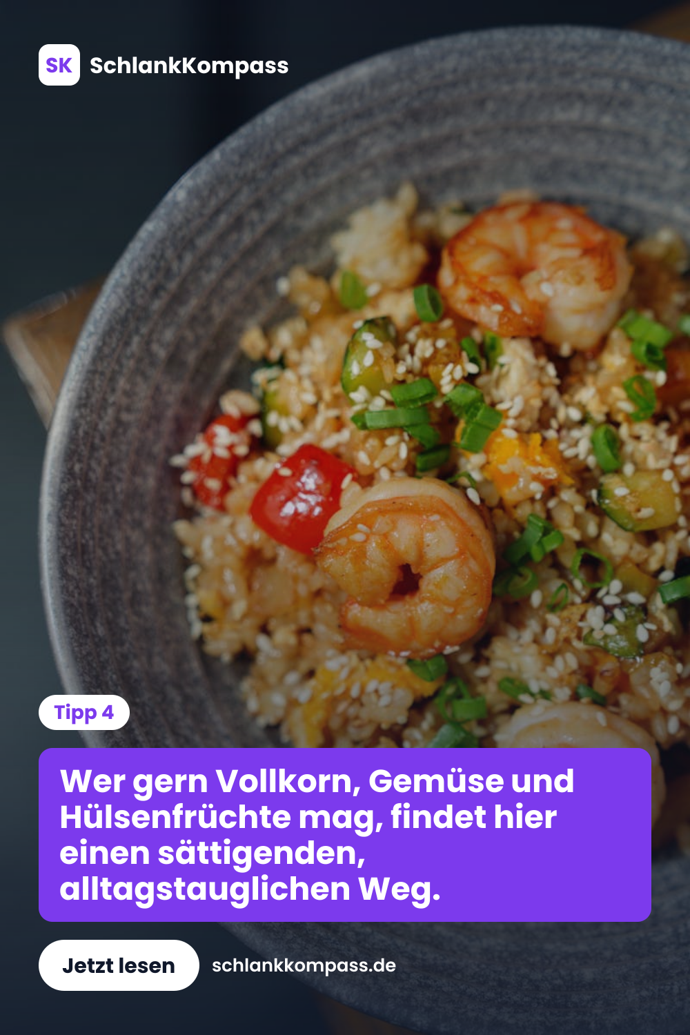 Wer gern Vollkorn, Gemüse und Hülsenfrüchte mag, findet hier einen sättigenden, alltagstauglichen Weg.