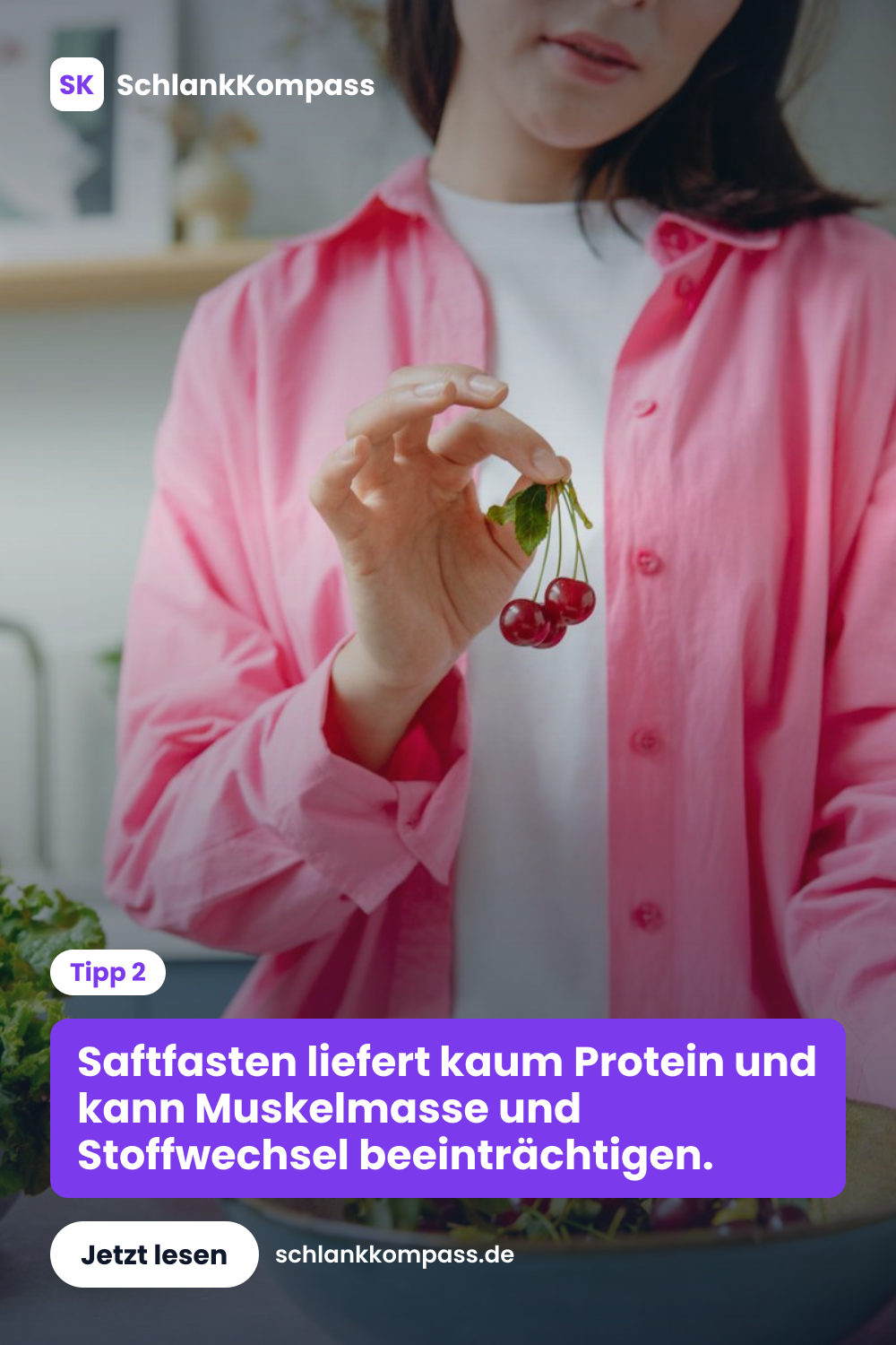 Saftfasten liefert kaum Protein und kann Muskelmasse und Stoffwechsel beeinträchtigen.