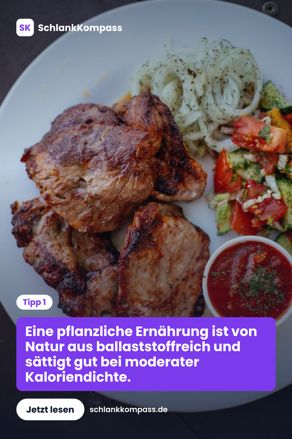 Eine pflanzliche Ernährung ist von Natur aus ballaststoffreich und sättigt gut bei moderater Kaloriendichte.