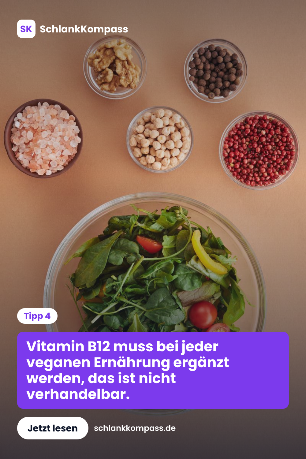 Vitamin B12 muss bei jeder veganen Ernährung ergänzt werden, das ist nicht verhandelbar.