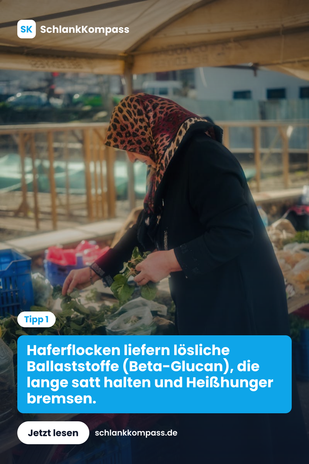 Haferflocken liefern lösliche Ballaststoffe (Beta-Glucan), die lange satt halten und Heißhunger bremsen.