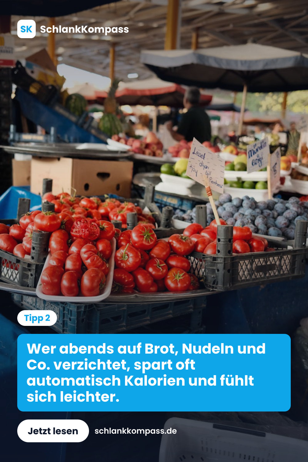Wer abends auf Brot, Nudeln und Co. verzichtet, spart oft automatisch Kalorien und fühlt sich leichter.
