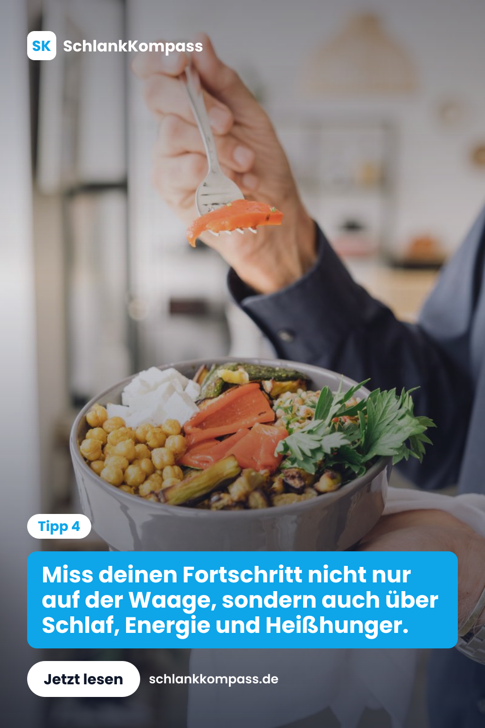 Miss deinen Fortschritt nicht nur auf der Waage, sondern auch über Schlaf, Energie und Heißhunger.