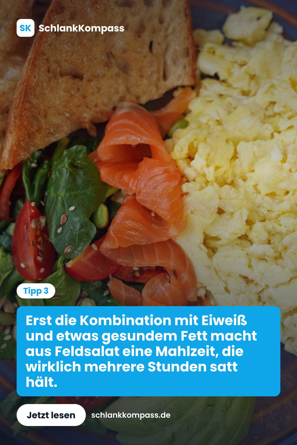 Erst die Kombination mit Eiweiß und etwas gesundem Fett macht aus Feldsalat eine Mahlzeit, die wirklich mehrere Stunden satt hält.