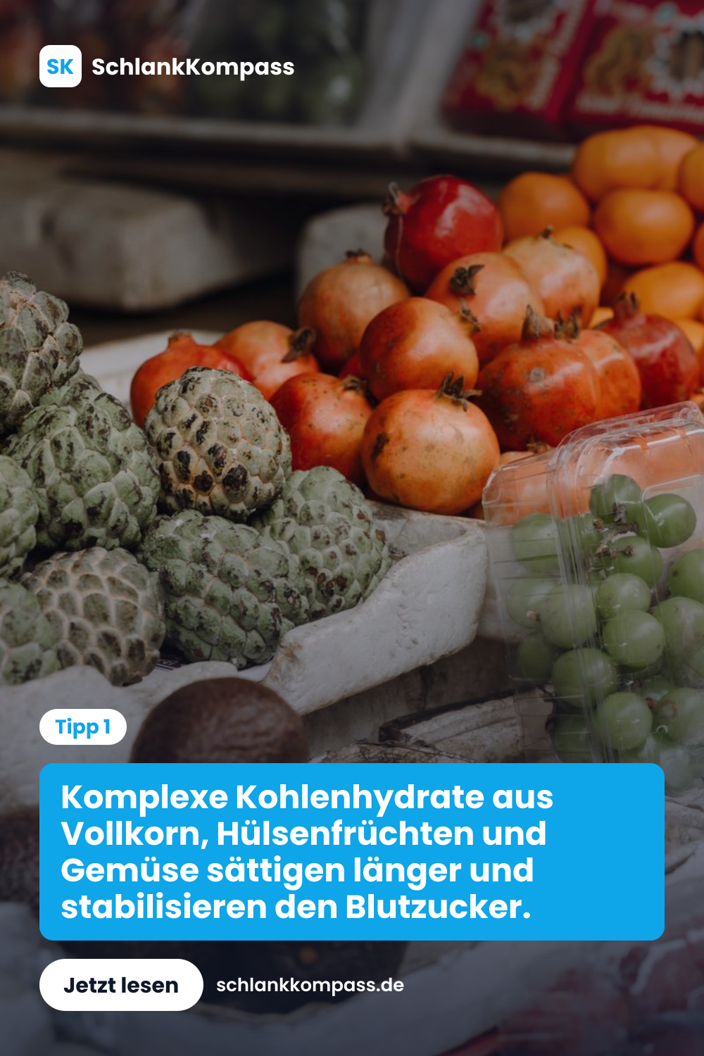 Komplexe Kohlenhydrate aus Vollkorn, Hülsenfrüchten und Gemüse sättigen länger und stabilisieren den Blutzucker.
