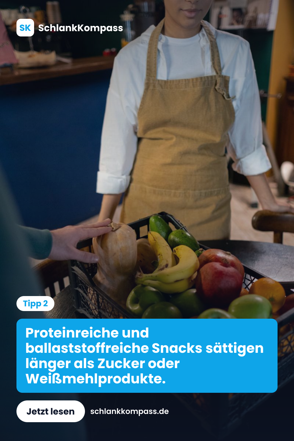 Proteinreiche und ballaststoffreiche Snacks sättigen länger als Zucker oder Weißmehlprodukte.
