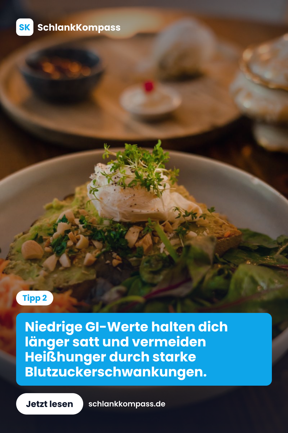 Niedrige GI-Werte halten dich länger satt und vermeiden Heißhunger durch starke Blutzuckerschwankungen.