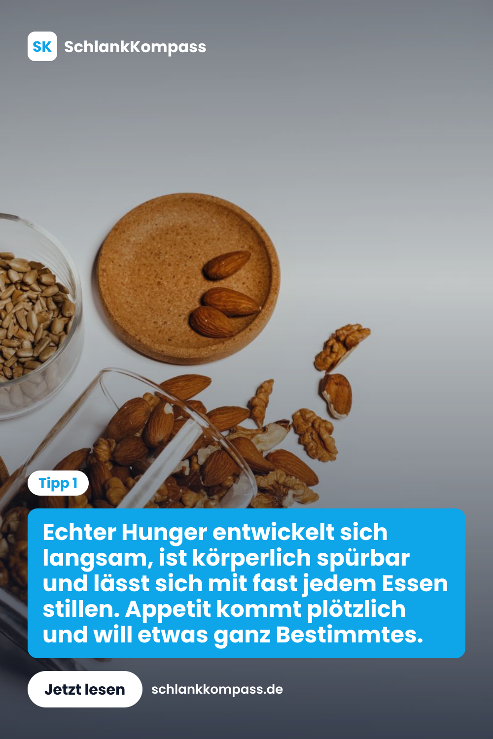 Echter Hunger entwickelt sich langsam, ist körperlich spürbar und lässt sich mit fast jedem Essen stillen. Appetit kommt plötzlich und will etwas ganz Bestimmtes.