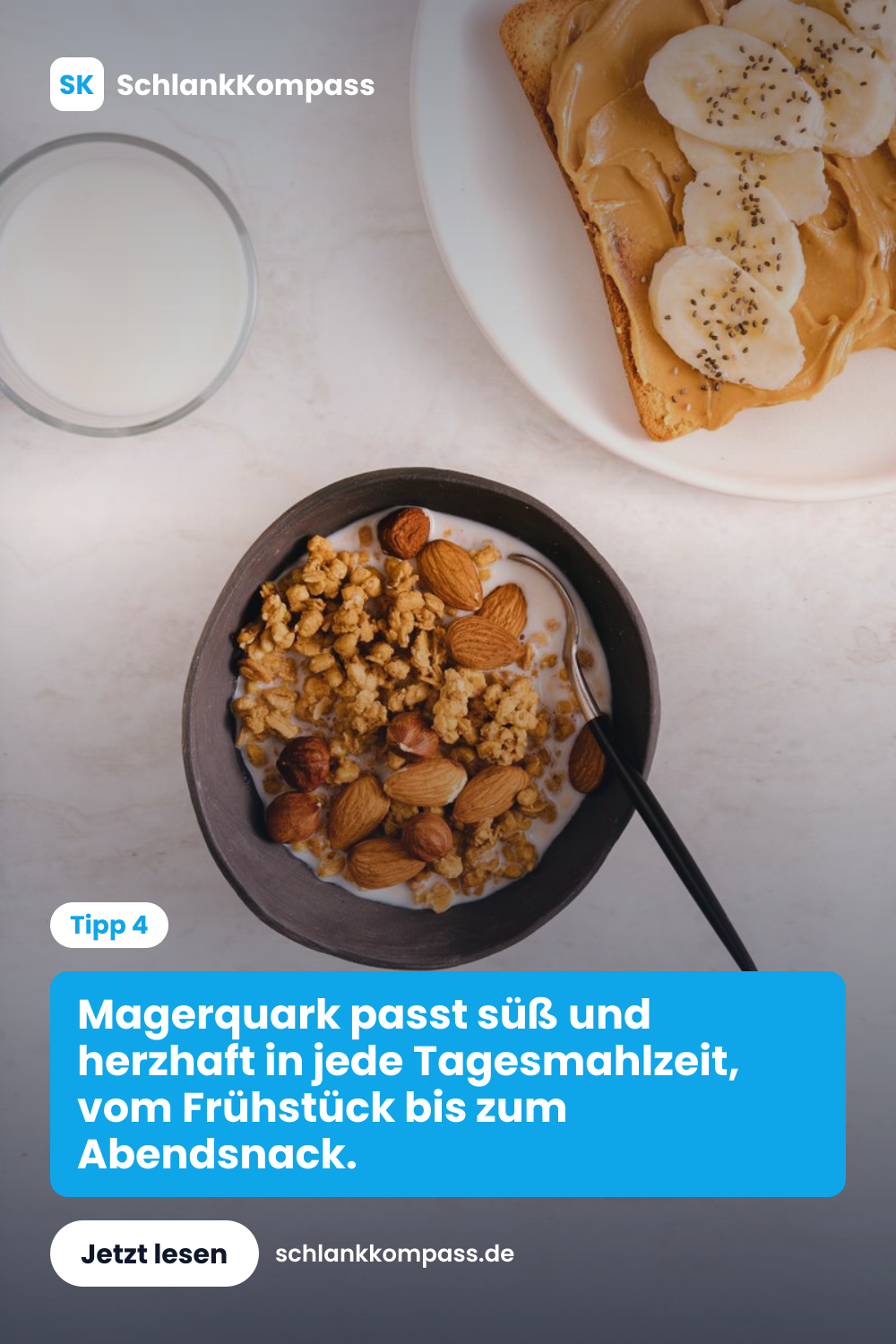 Magerquark passt süß und herzhaft in jede Tagesmahlzeit, vom Frühstück bis zum Abendsnack.