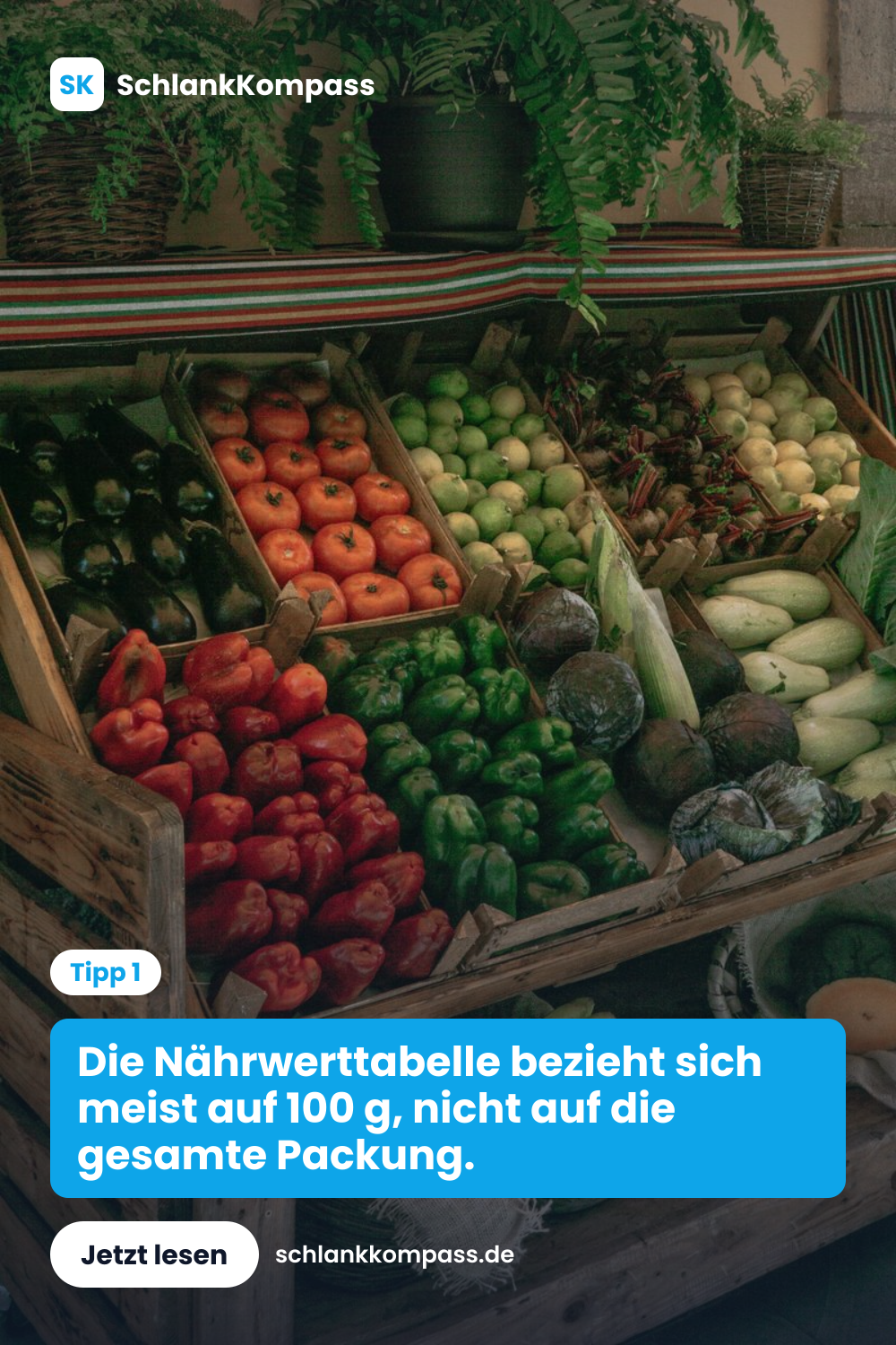 Die Nährwerttabelle bezieht sich meist auf 100 g, nicht auf die gesamte Packung.