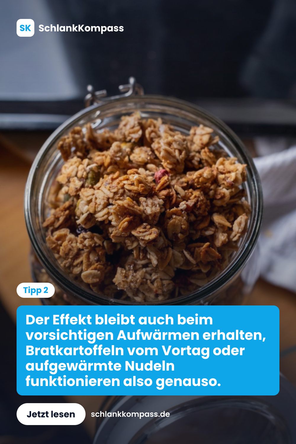 Der Effekt bleibt auch beim vorsichtigen Aufwärmen erhalten, Bratkartoffeln vom Vortag oder aufgewärmte Nudeln funktionieren also genauso.