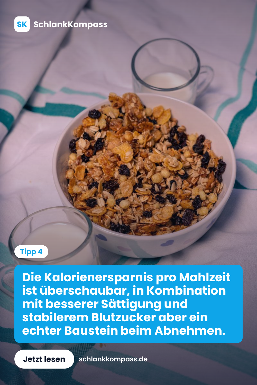 Die Kalorienersparnis pro Mahlzeit ist überschaubar, in Kombination mit besserer Sättigung und stabilerem Blutzucker aber ein echter Baustein beim Abnehmen.