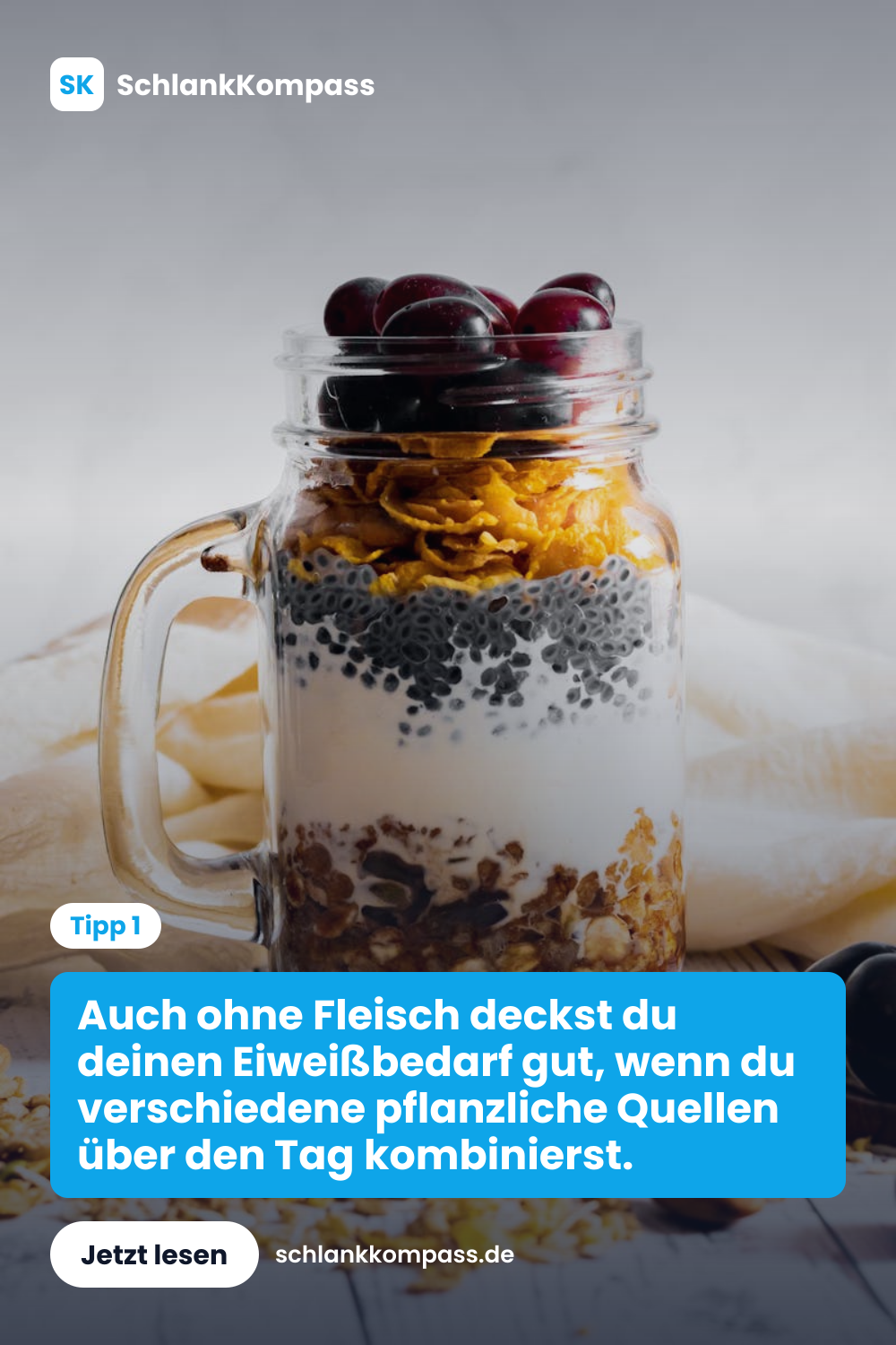 Auch ohne Fleisch deckst du deinen Eiweißbedarf gut, wenn du verschiedene pflanzliche Quellen über den Tag kombinierst.