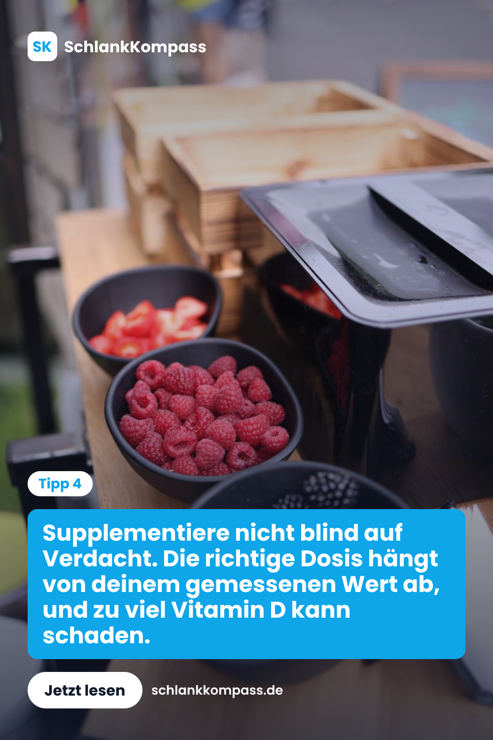 Supplementiere nicht blind auf Verdacht. Die richtige Dosis hängt von deinem gemessenen Wert ab, und zu viel Vitamin D kann schaden.