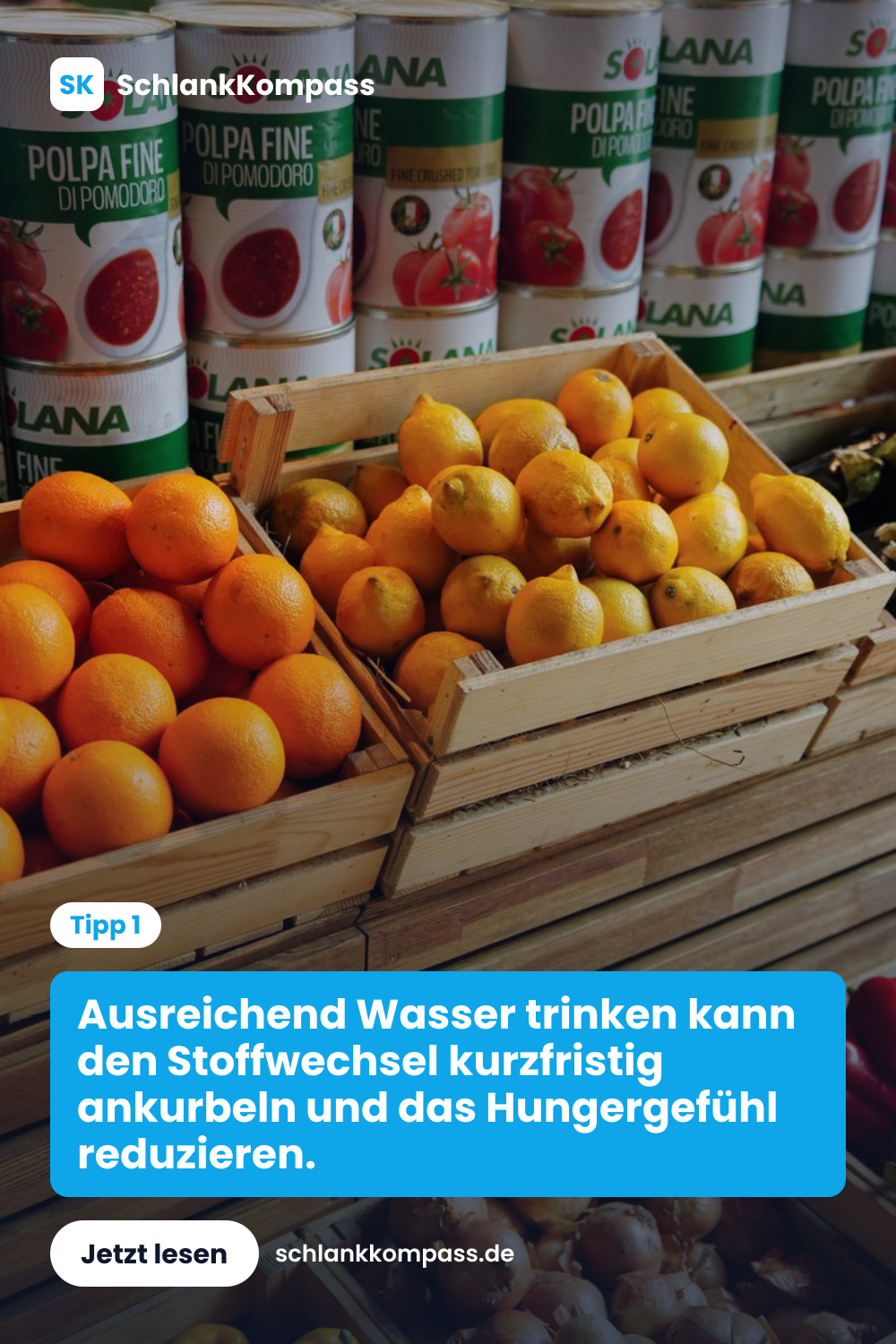 Ausreichend Wasser trinken kann den Stoffwechsel kurzfristig ankurbeln und das Hungergefühl reduzieren.