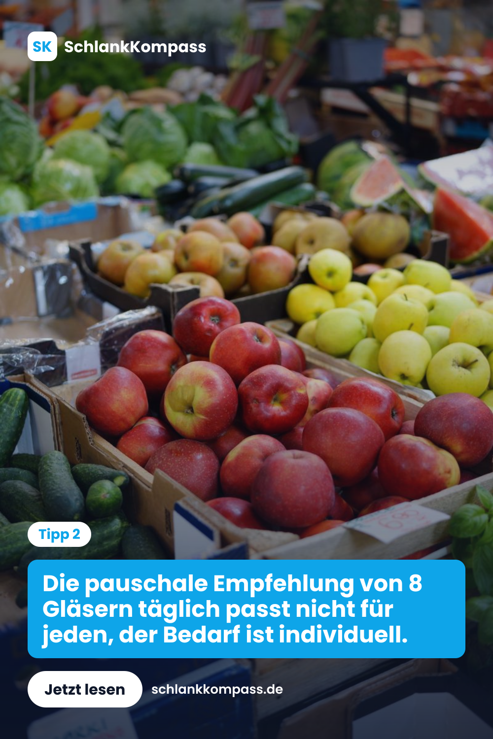 Die pauschale Empfehlung von 8 Gläsern täglich passt nicht für jeden, der Bedarf ist individuell.
