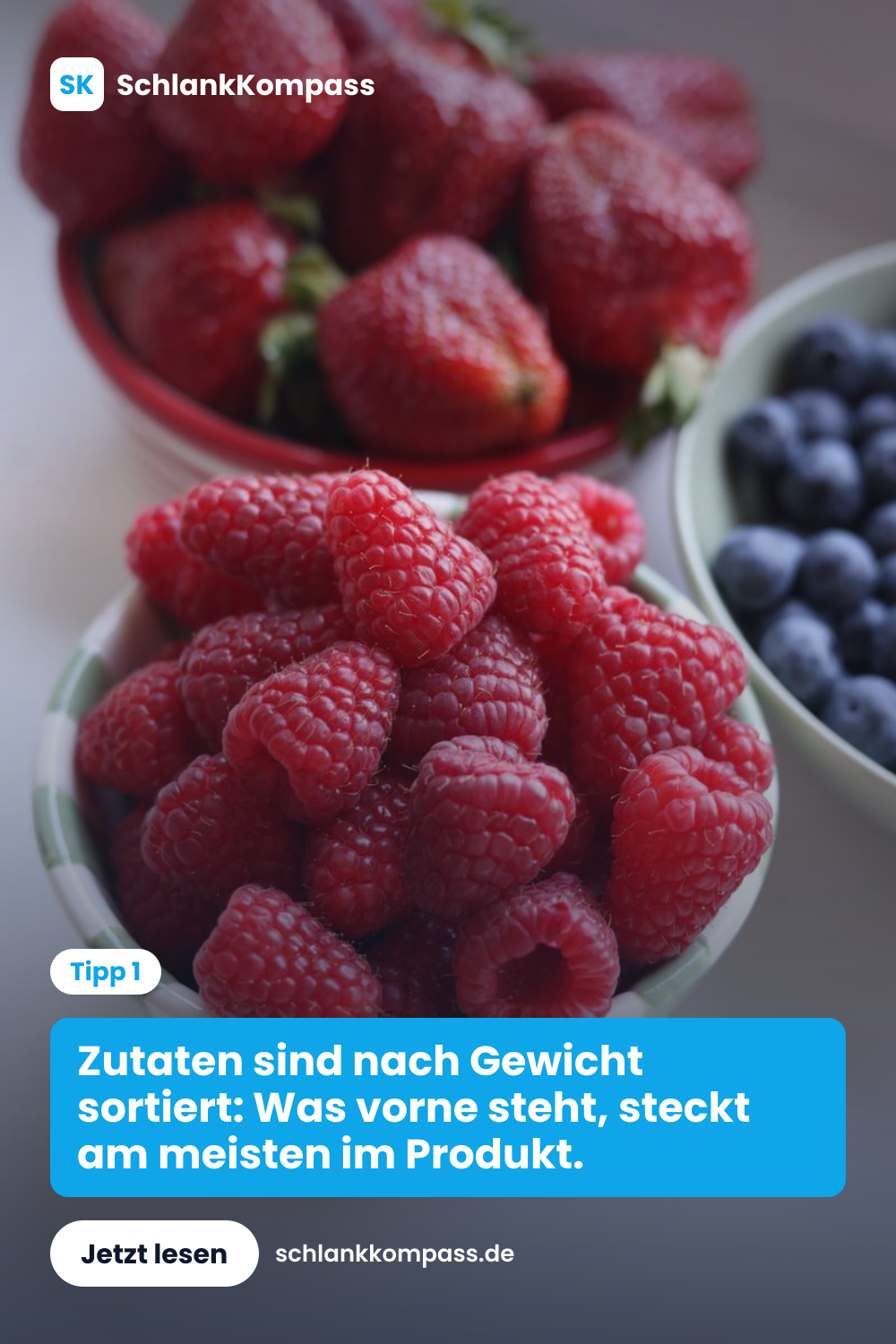Zutaten sind nach Gewicht sortiert: Was vorne steht, steckt am meisten im Produkt.