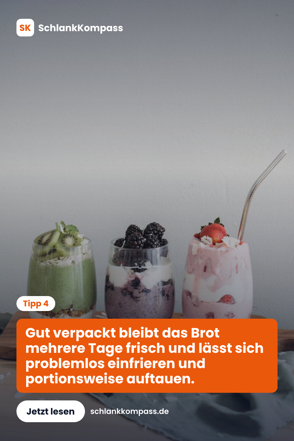 Gut verpackt bleibt das Brot mehrere Tage frisch und lässt sich problemlos einfrieren und portionsweise auftauen.