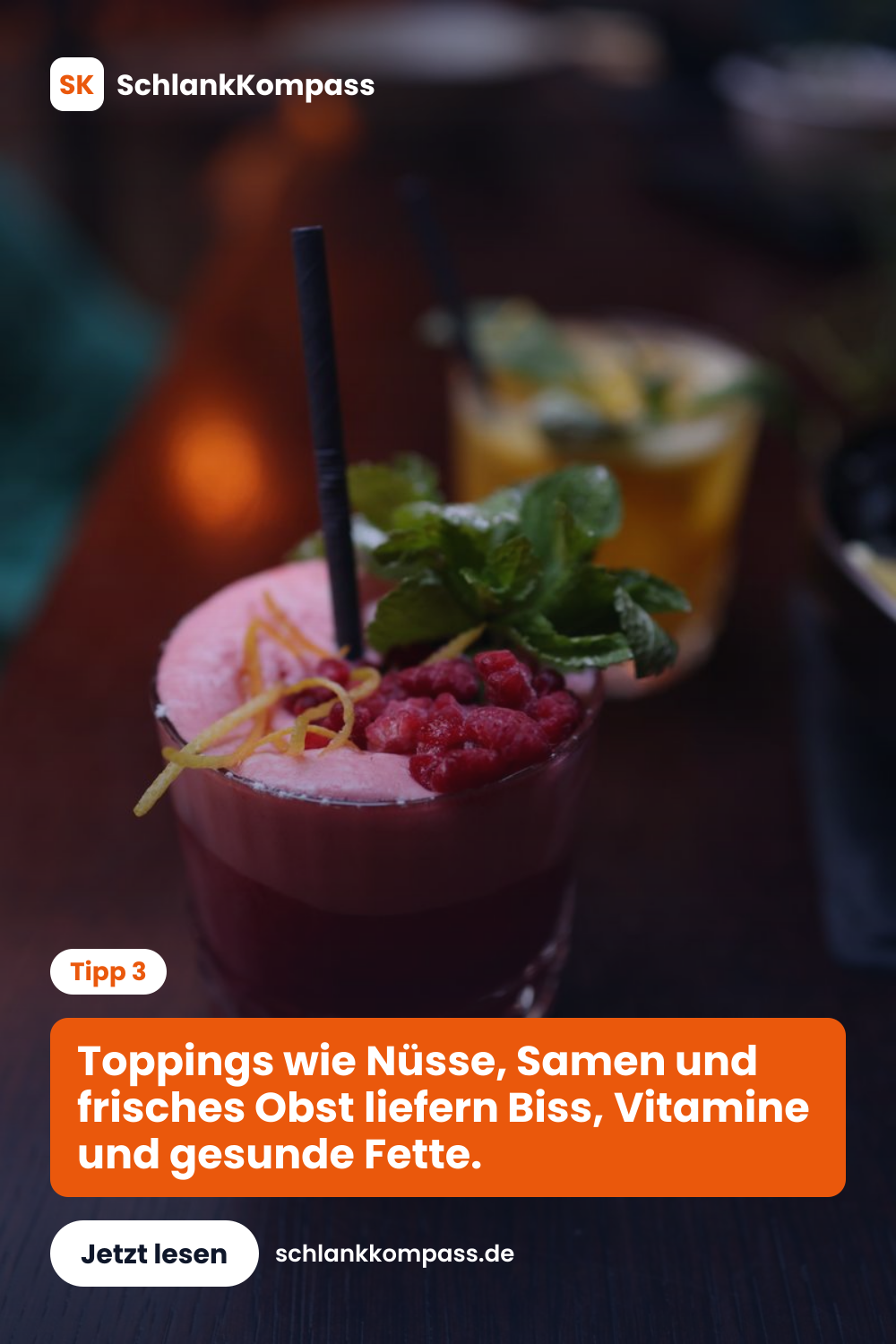 Toppings wie Nüsse, Samen und frisches Obst liefern Biss, Vitamine und gesunde Fette.