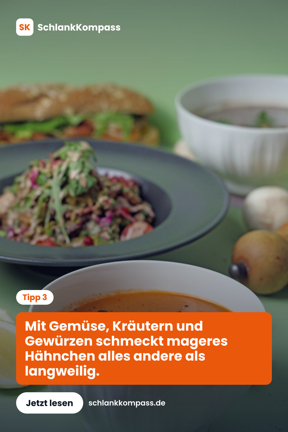 Mit Gemüse, Kräutern und Gewürzen schmeckt mageres Hähnchen alles andere als langweilig.