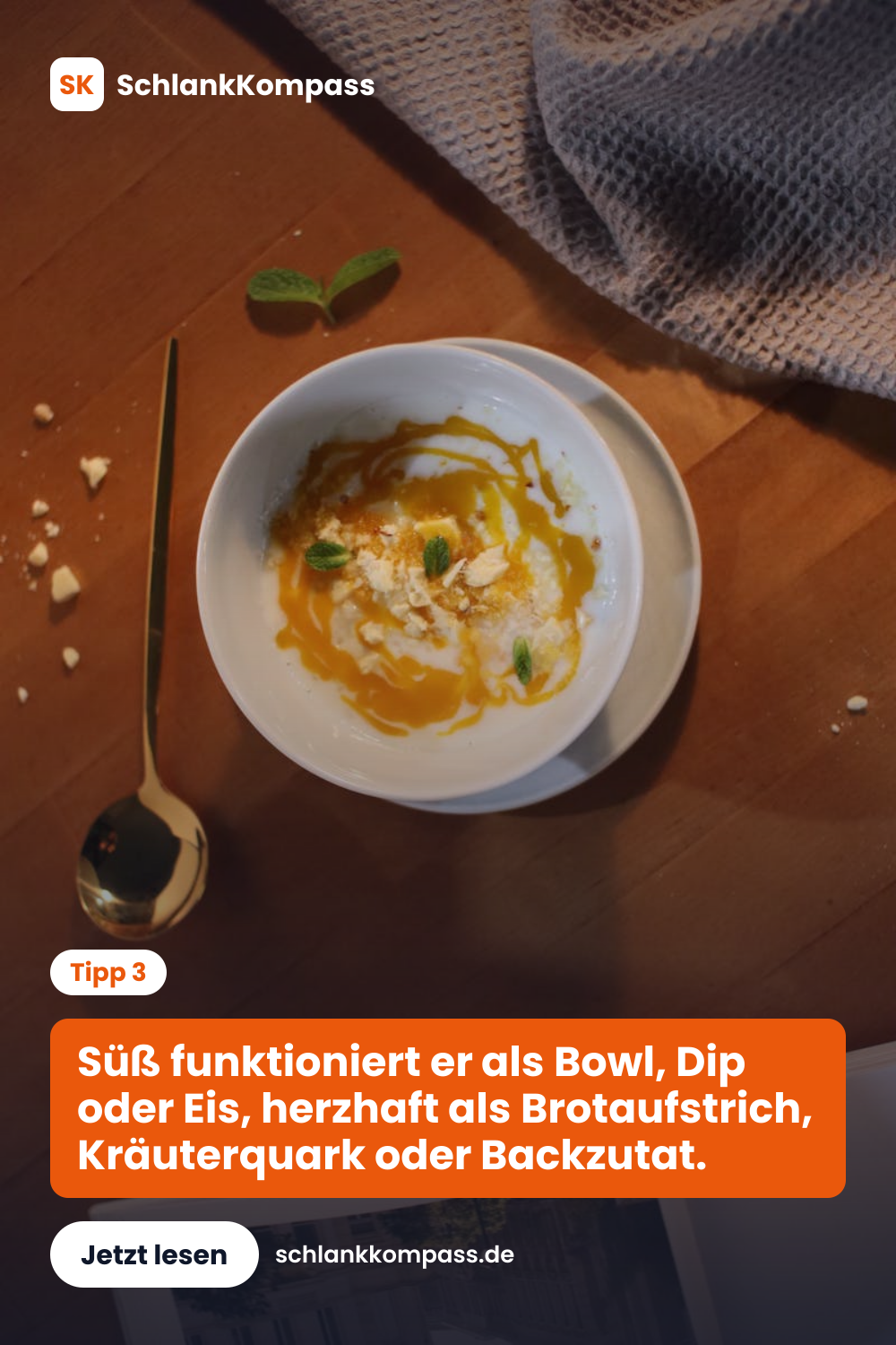 Süß funktioniert er als Bowl, Dip oder Eis, herzhaft als Brotaufstrich, Kräuterquark oder Backzutat.