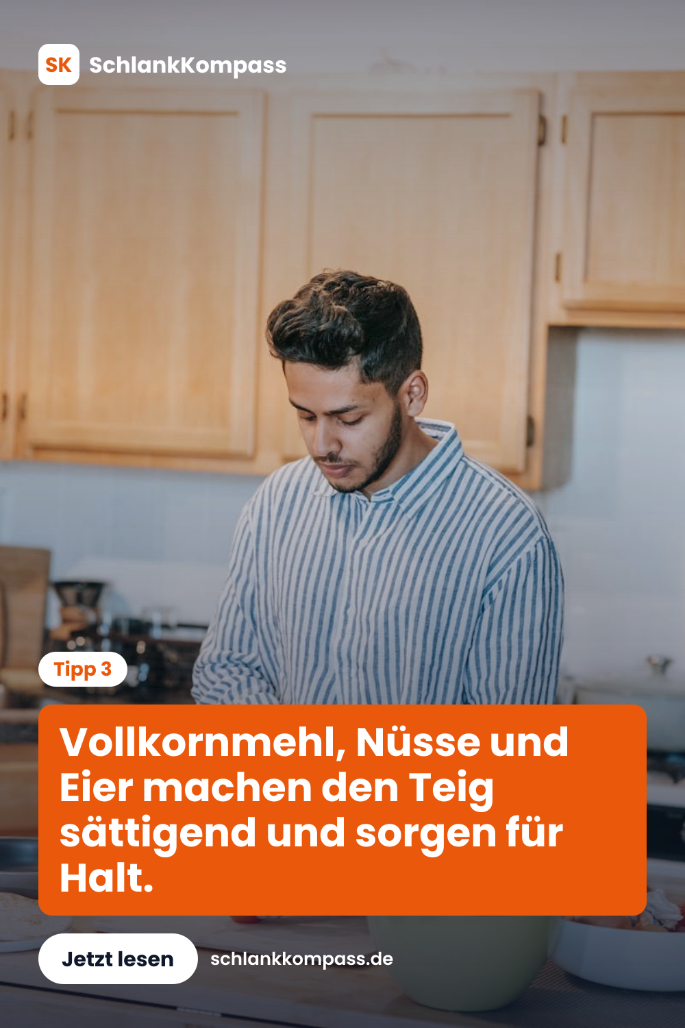 Vollkornmehl, Nüsse und Eier machen den Teig sättigend und sorgen für Halt.