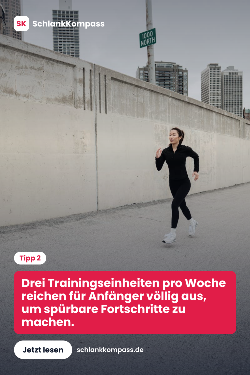 Drei Trainingseinheiten pro Woche reichen für Anfänger völlig aus, um spürbare Fortschritte zu machen.
